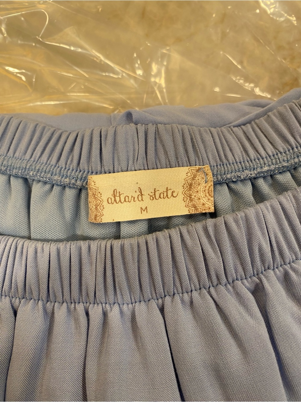 Altar'd State Light Blue Off-the-Shoulder Ruffle Sleeve Mini romper dress - Picture 3 of 6